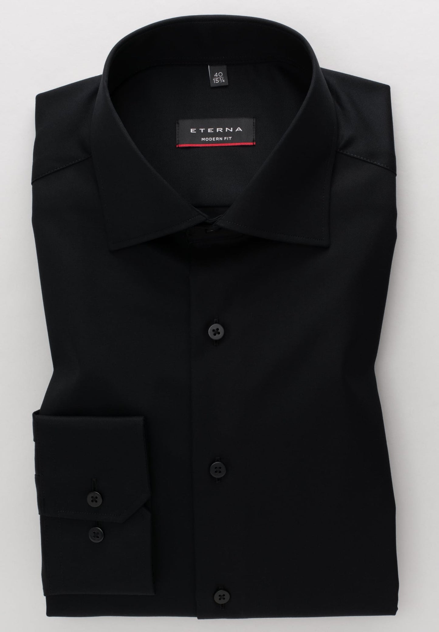 Eterna Langarm Hemd Modern Fit Cover Shirt Twill (Schwarz)