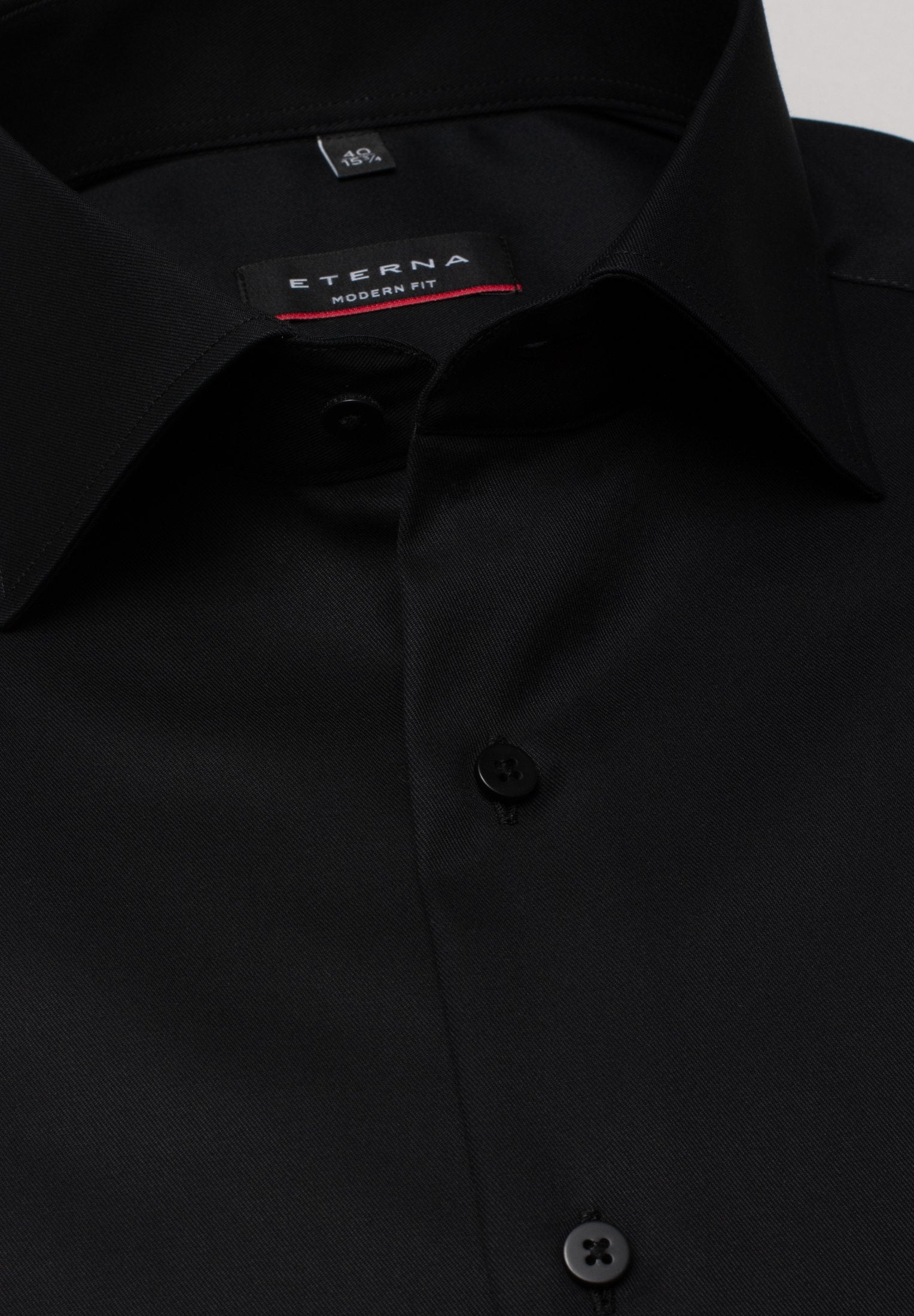 Eterna Langarm Hemd Modern Fit Cover Shirt Twill (Schwarz)