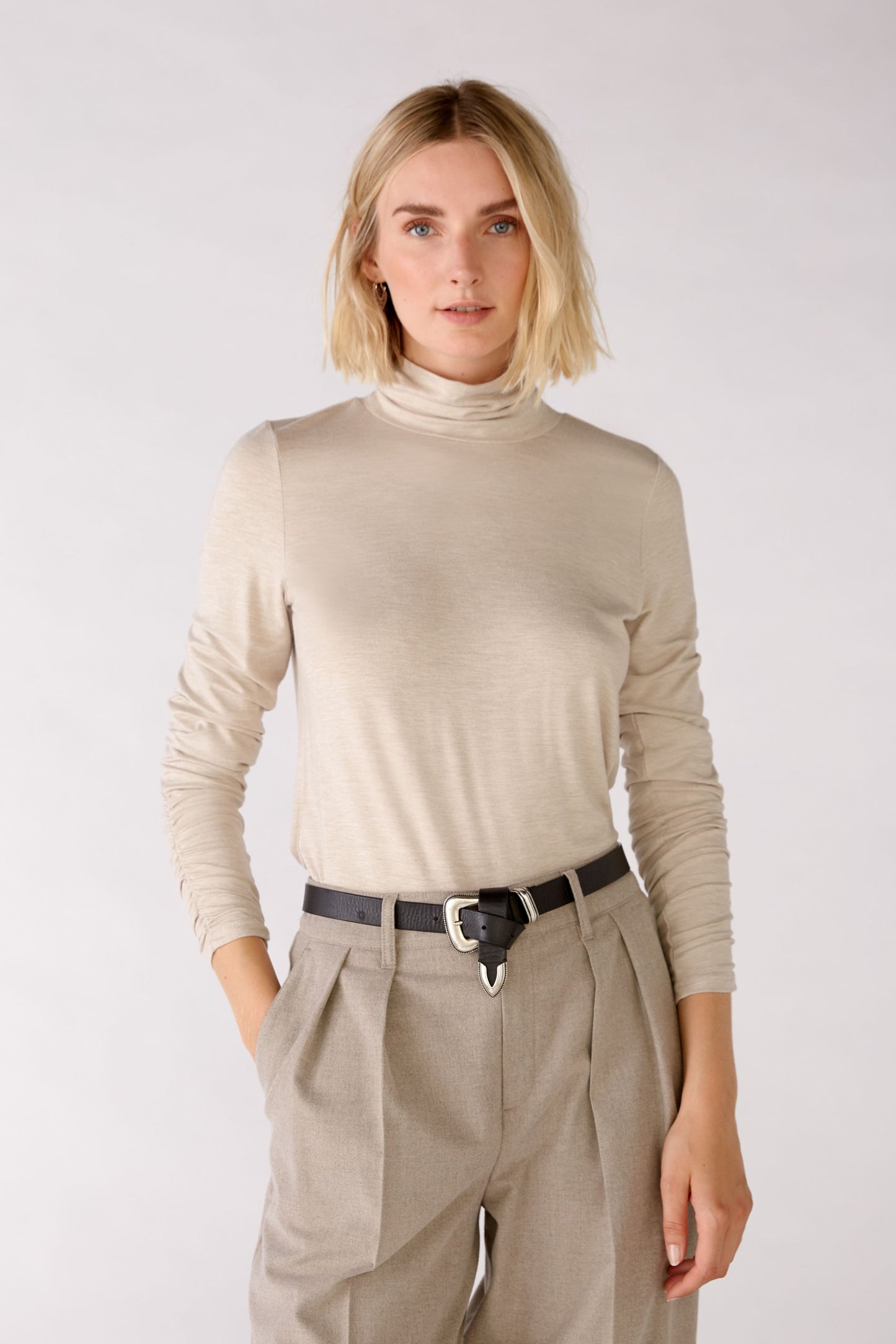 Langarmshirt mit Rollkragen (Light Stone)