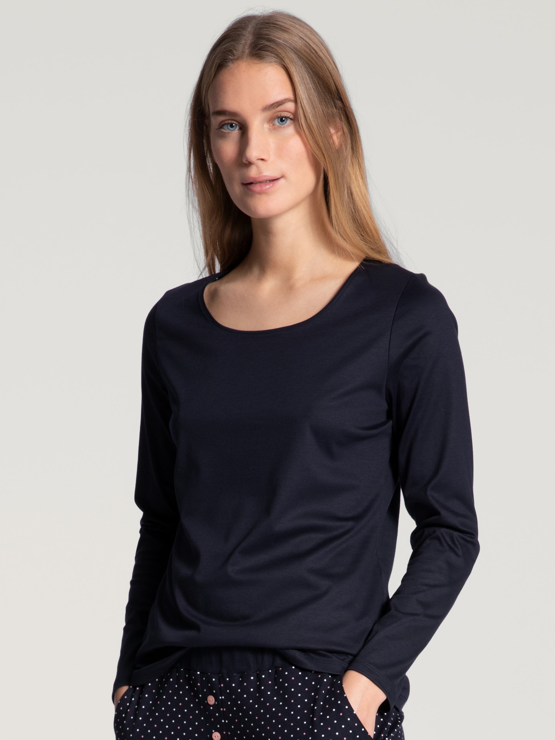 DAMEN Top langarm (Dark Lapis Blue)