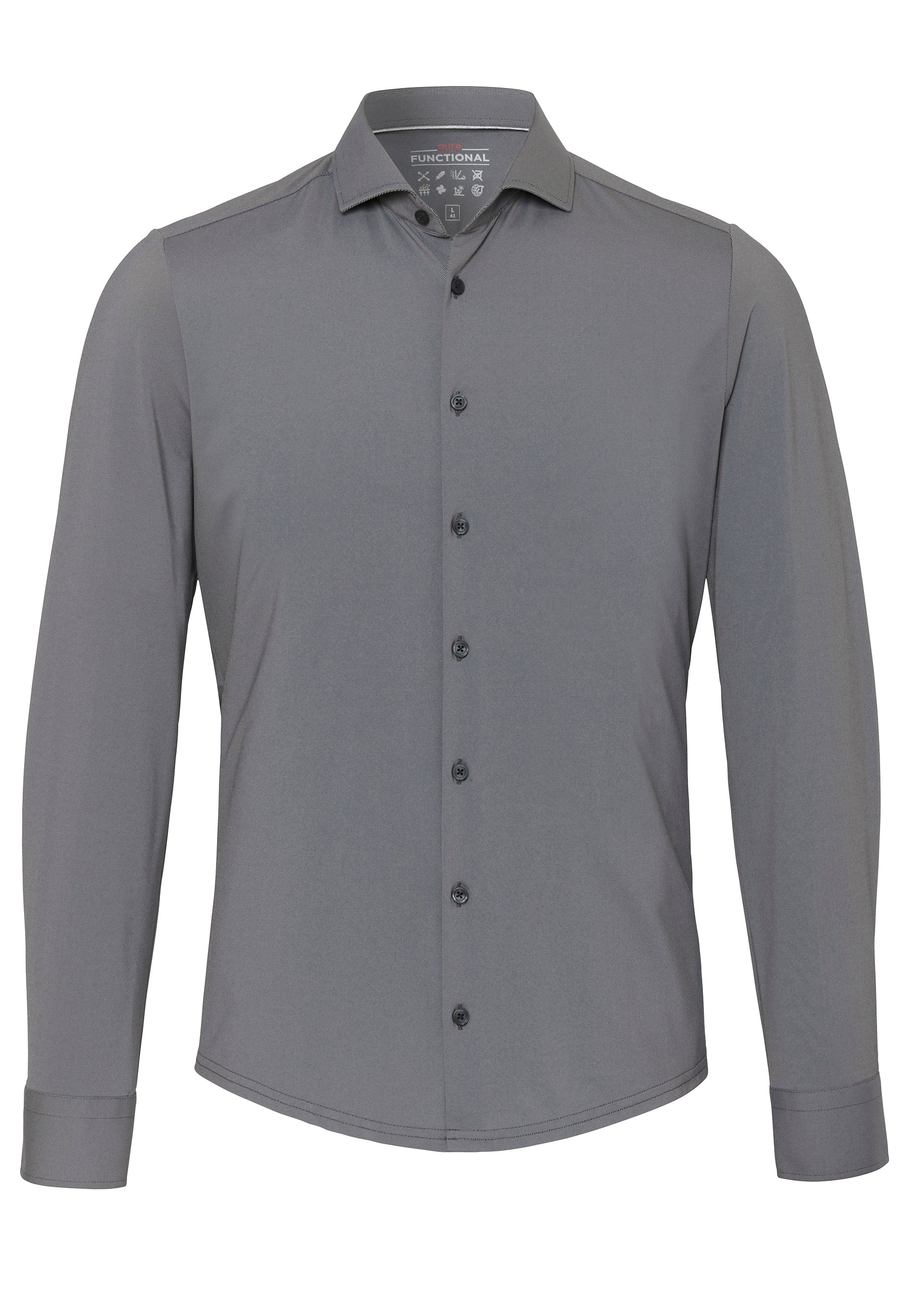 PURE- Functional Hemd Langarm (Uni Grau)