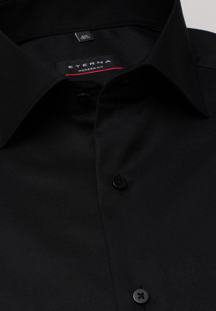 Eterna Langarm Hemd Modern Fit Cover Shirt Twill (Schwarz)
