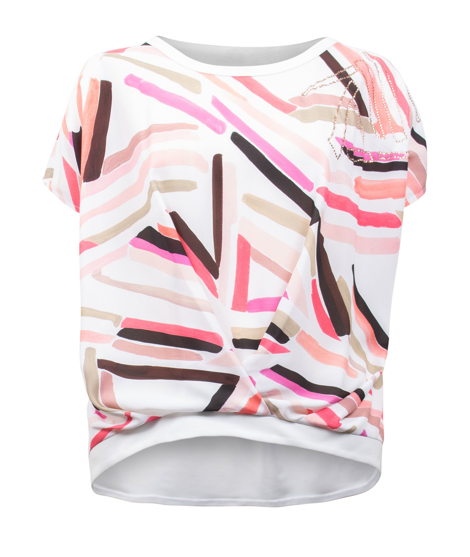 Blusenshirt Materialmix 1/2 Arm (Vanille/multi)