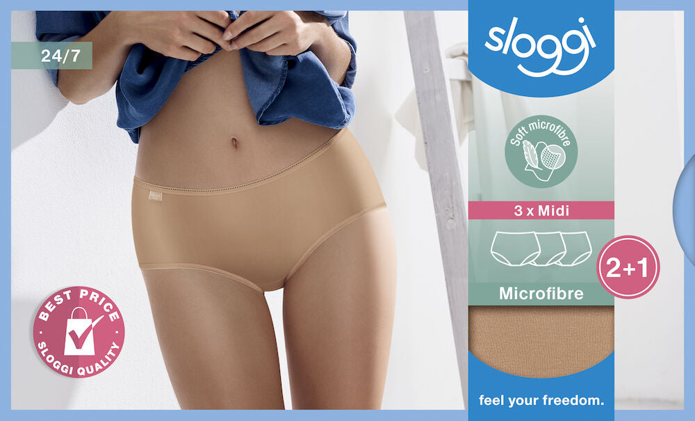 sloggi 24/7 Microfibre Midi C3P (Brush)