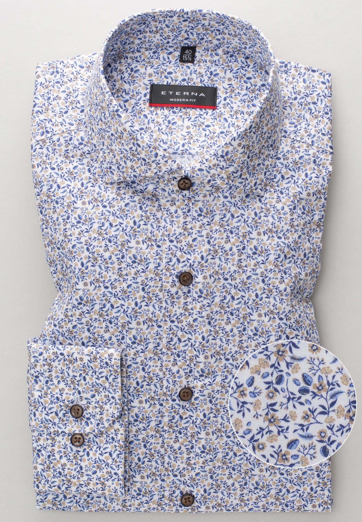 Eterna Langarm Hemd Modern Fit Twill (Champagner)