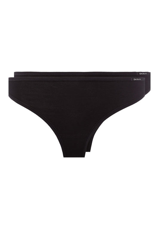 Skiny Damen String 2er Pack Advantage Cotton (Black)