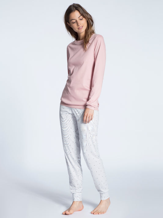 DAMEN Pyjama mit Bündchen (Rose Bud)