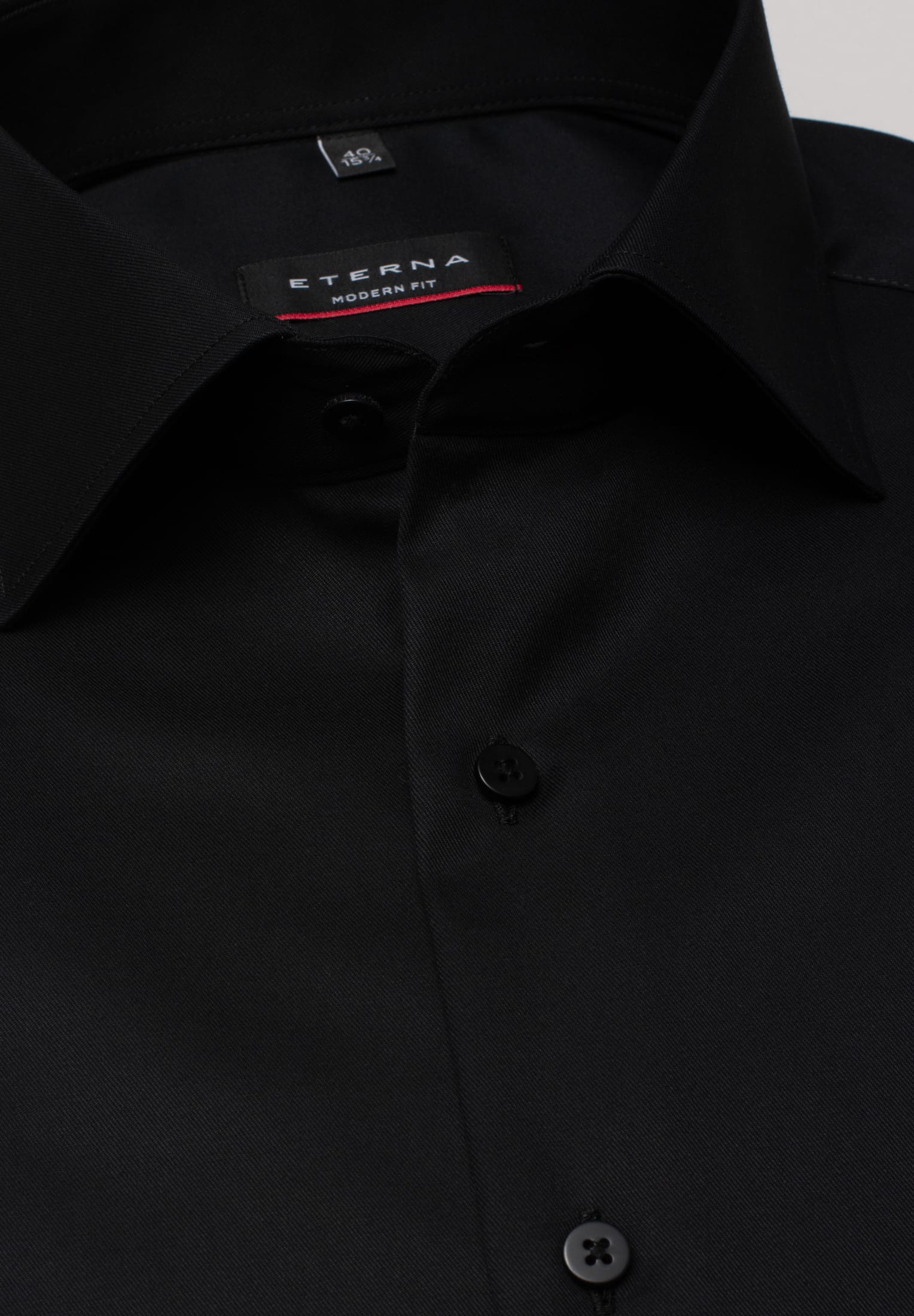 Eterna Langarm Hemd Modern Fit Cover Shirt Twill (Schwarz)