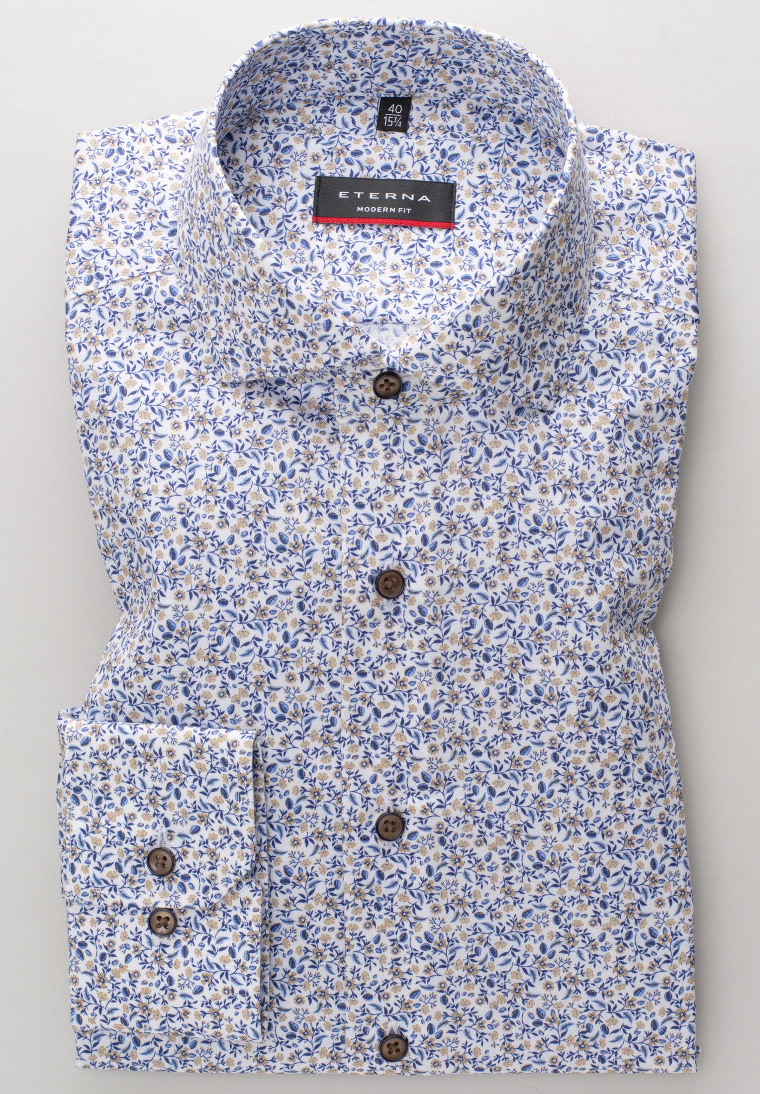 Eterna Langarm Hemd Modern Fit Twill (Champagner)