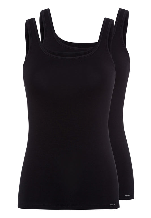 Skiny Damen Tank Top 2er Pack Advantage Cotton (Black)