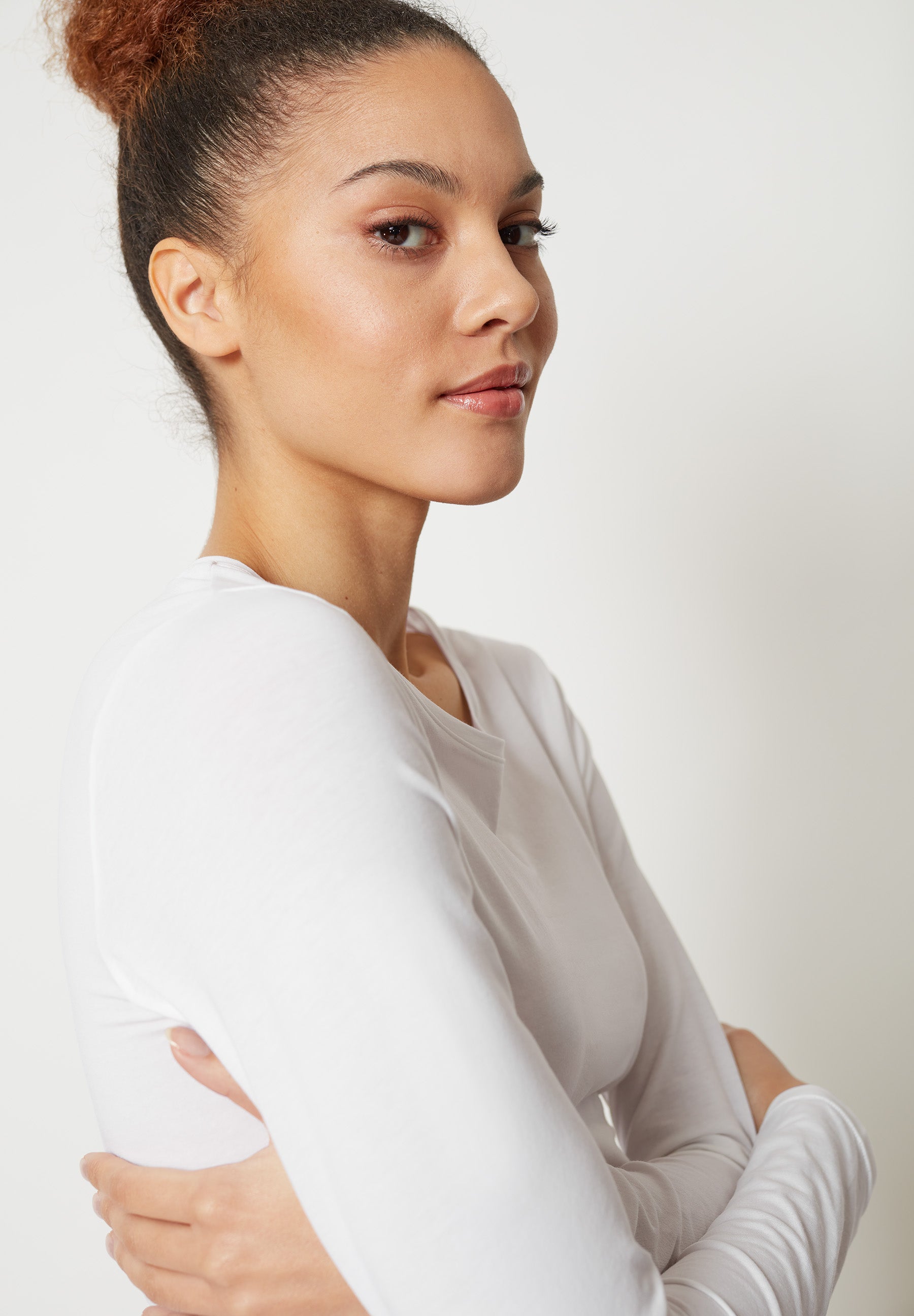 Skiny Damen Shirt langarm Cotton Essentials (White)