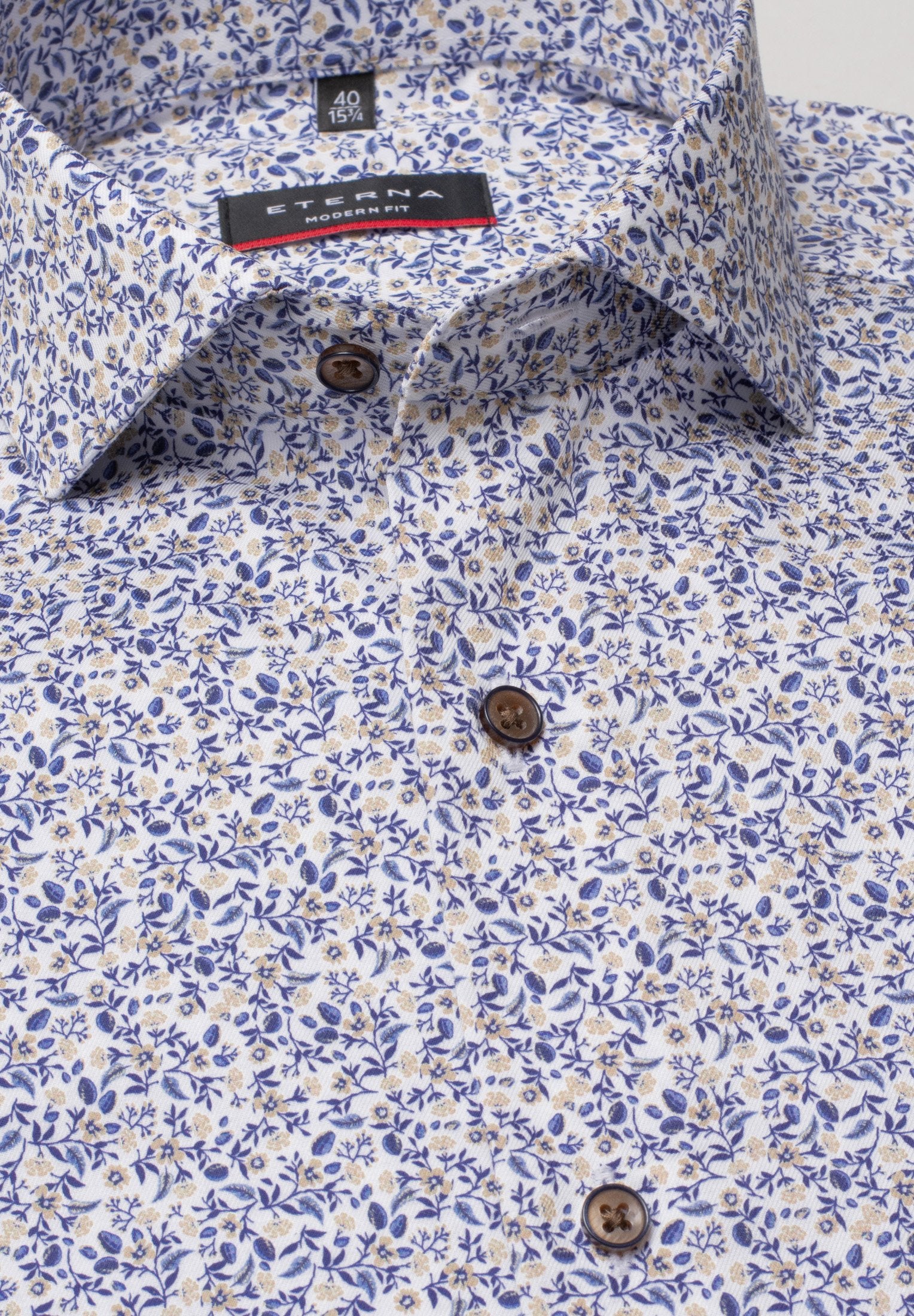 Eterna Langarm Hemd Modern Fit Twill (Champagner)