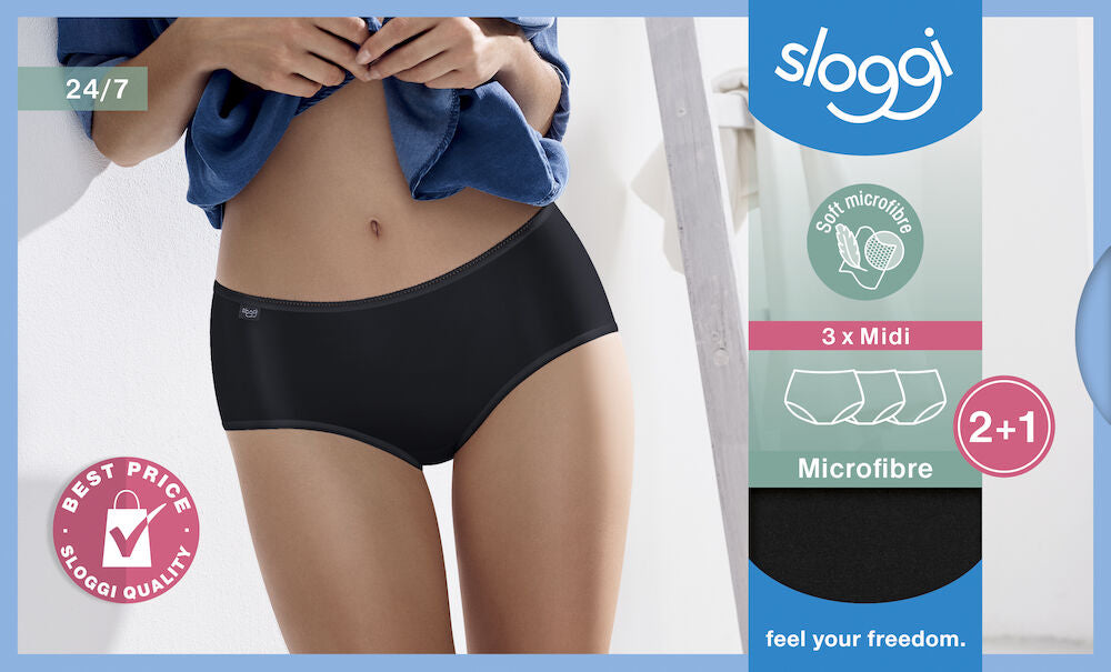 sloggi 24/7 Microfibre Midi C3P (Black)
