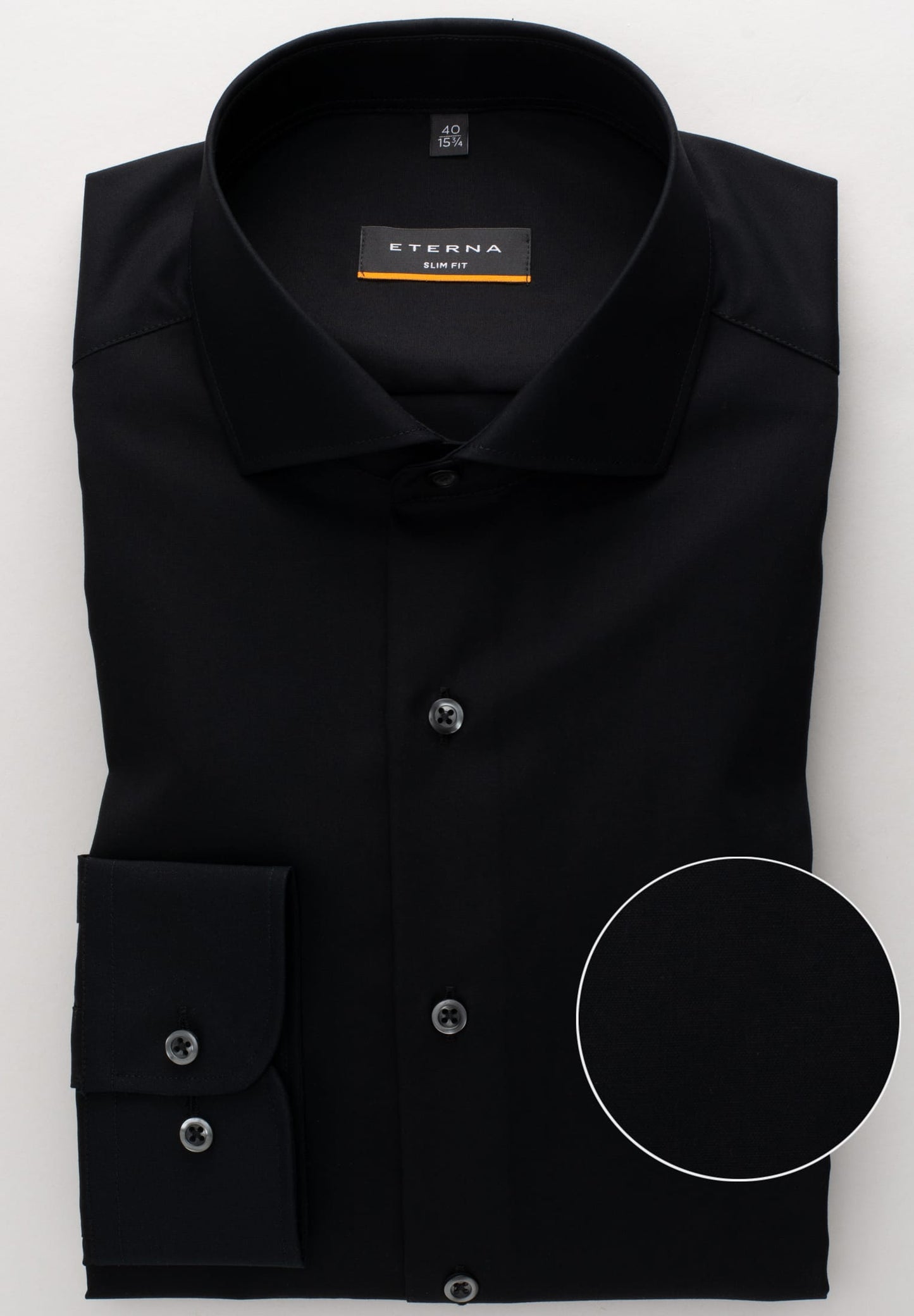 Eterna Langarm Hemd Slim Fit Popeline (Schwarz)