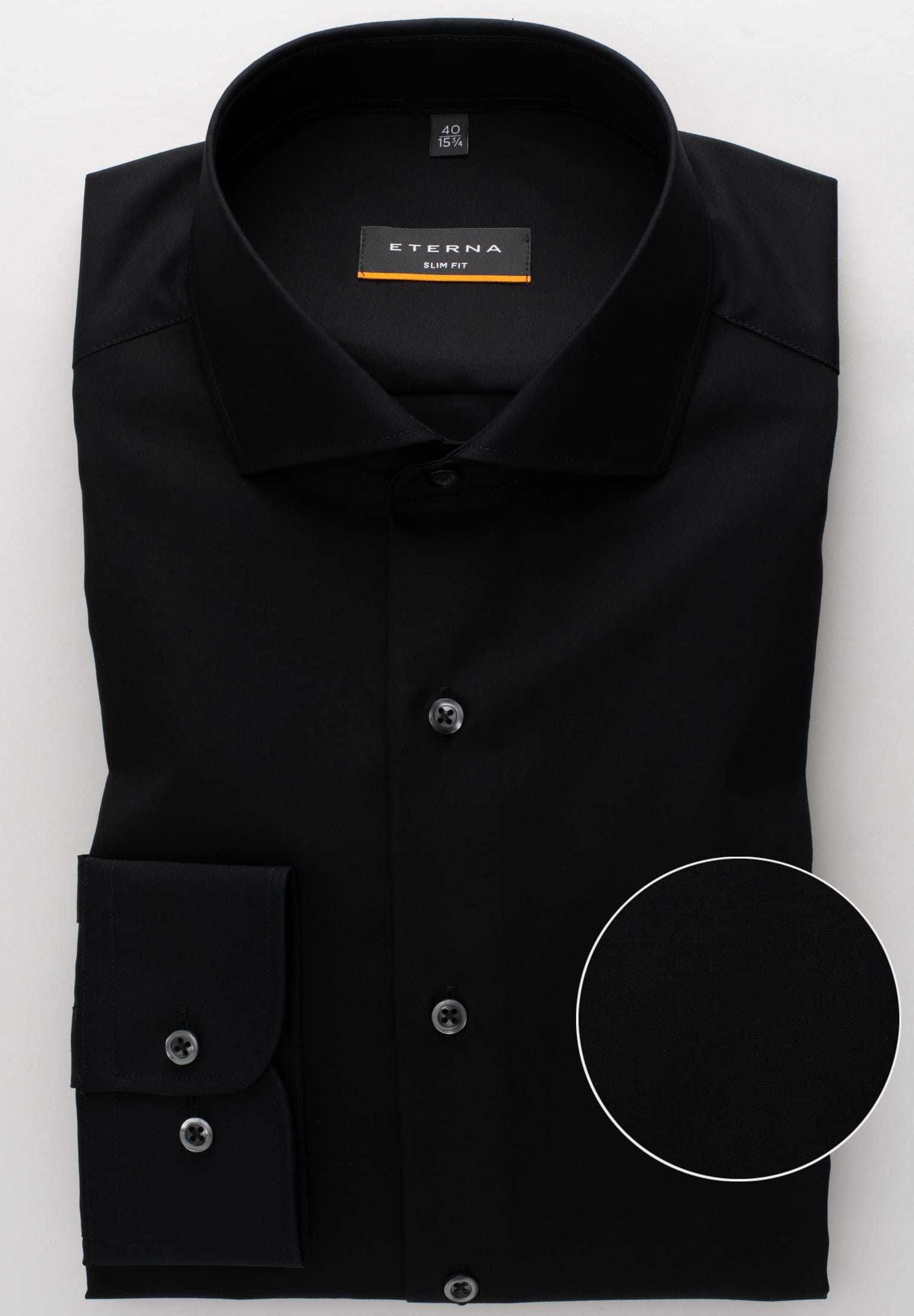 Eterna Langarm Hemd Slim Fit Popeline (Schwarz)