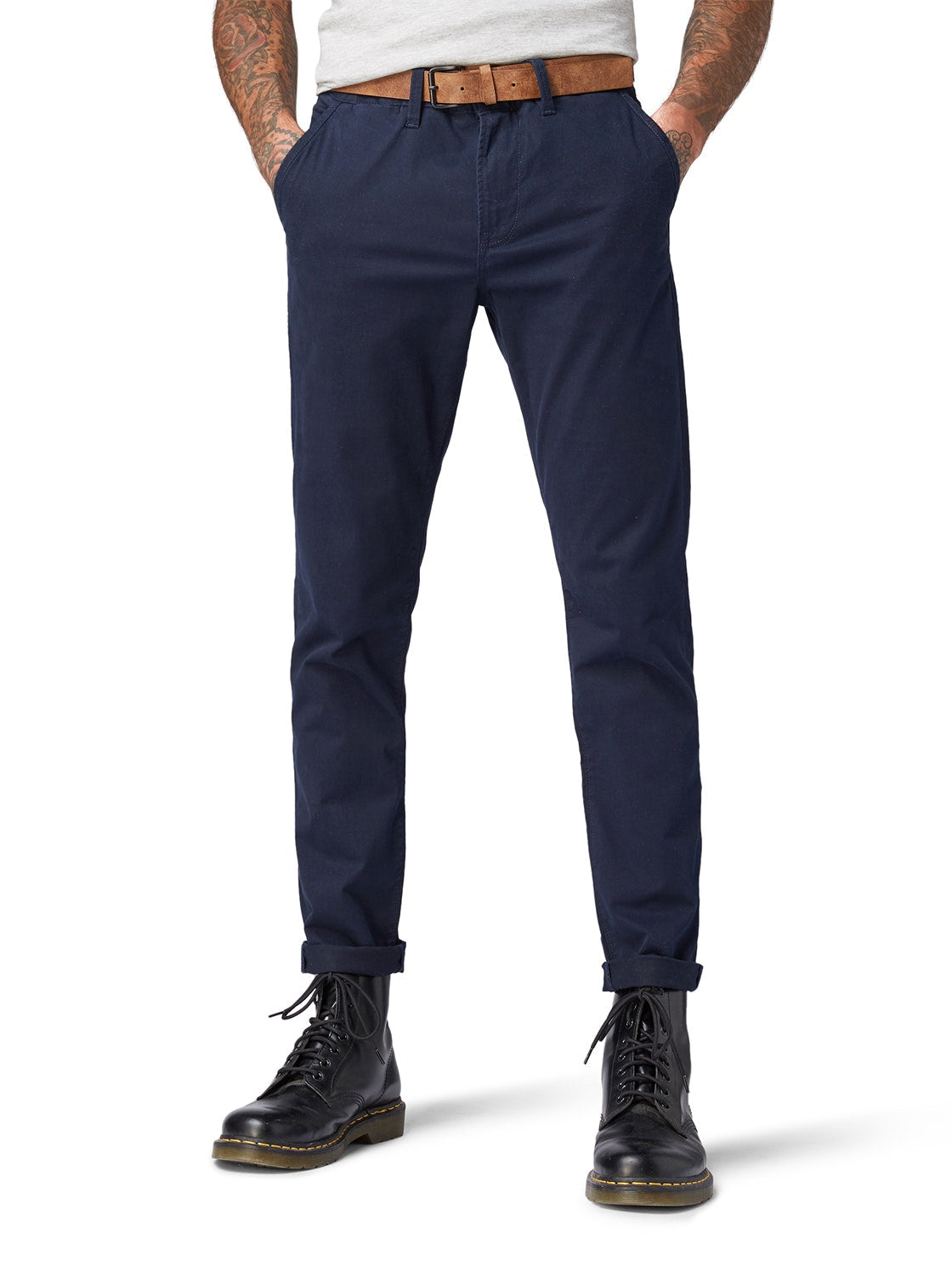 Slim Chino with belt (Sky Captain Bl)