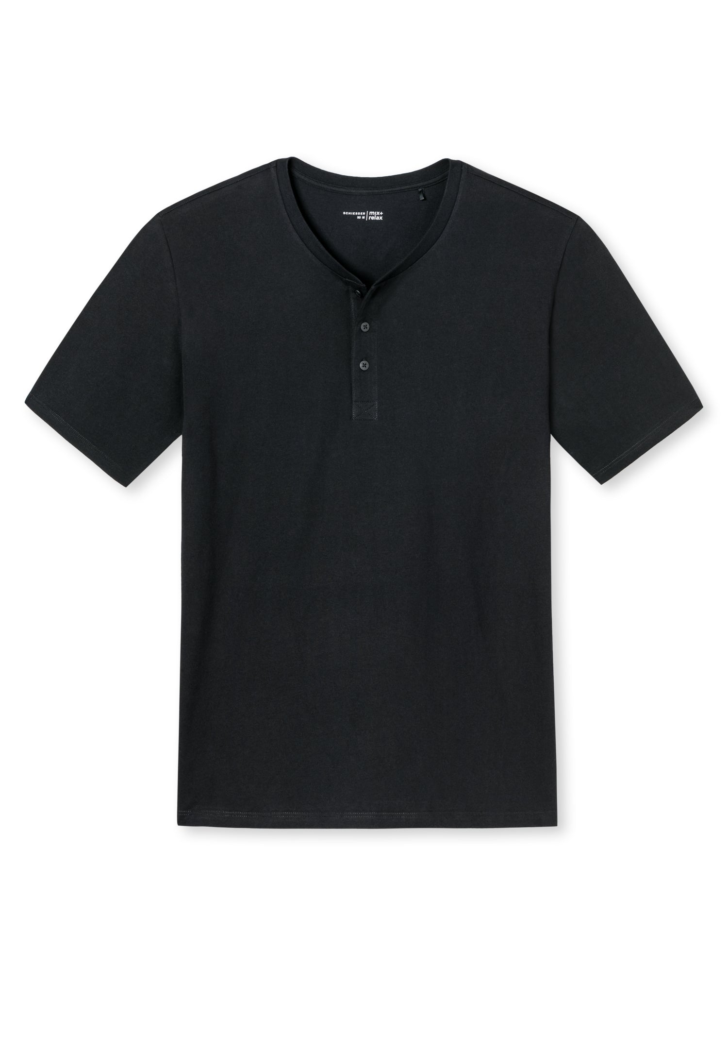 T-shirt Knopfleiste (Schwarz)