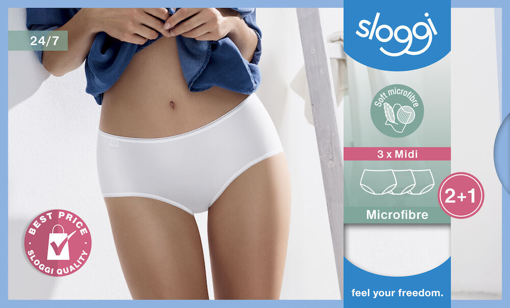 sloggi 24/7 Microfibre Midi C3P (White)