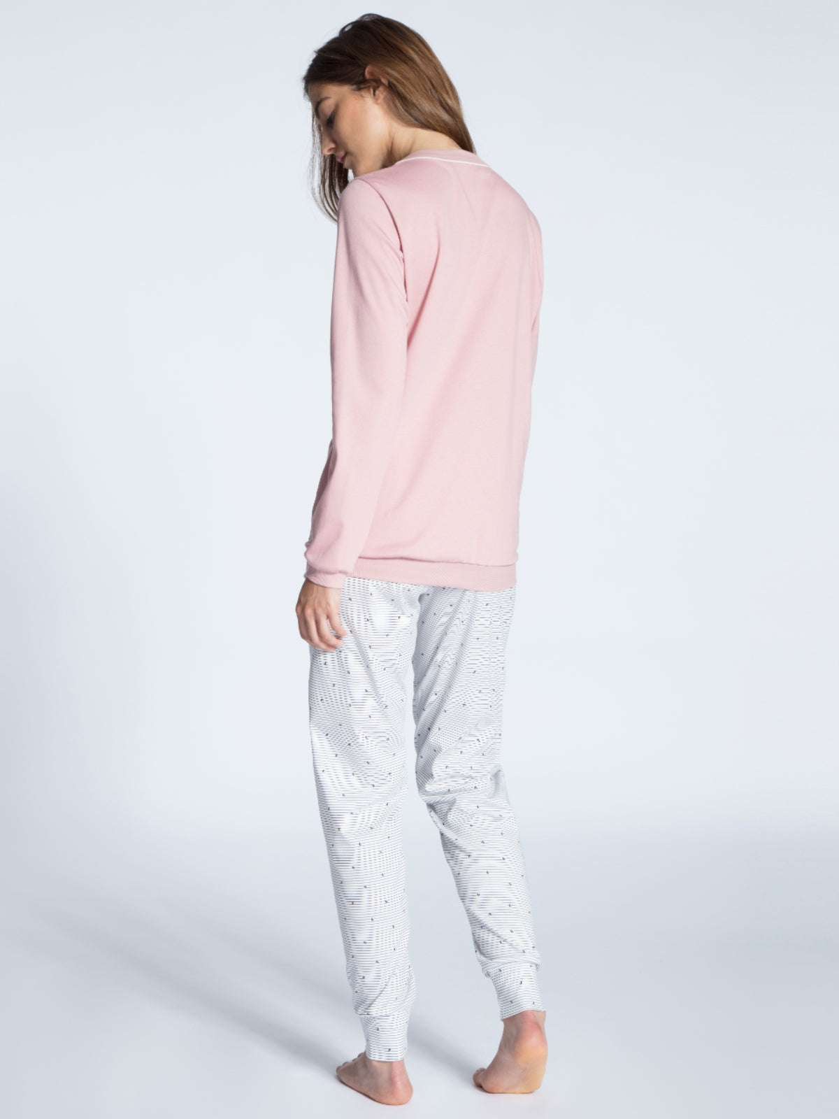 DAMEN Pyjama mit Bündchen (Rose Bud)