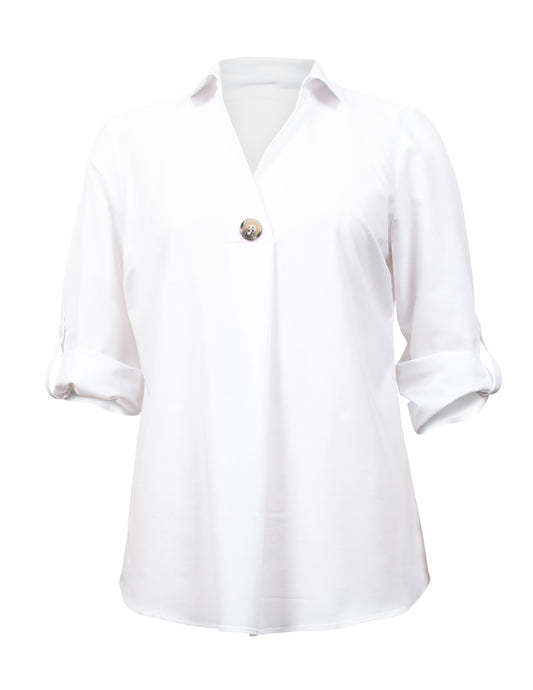 Blusenshirt Taft-Stretch-Qualität 3/4 Arm (Weiss)