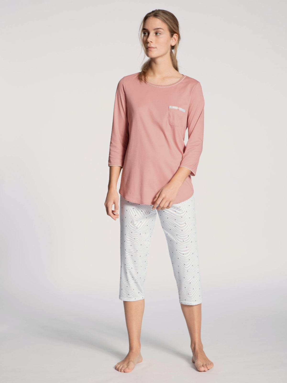 DAMEN Pyjama 3/4 (Rose Bud)