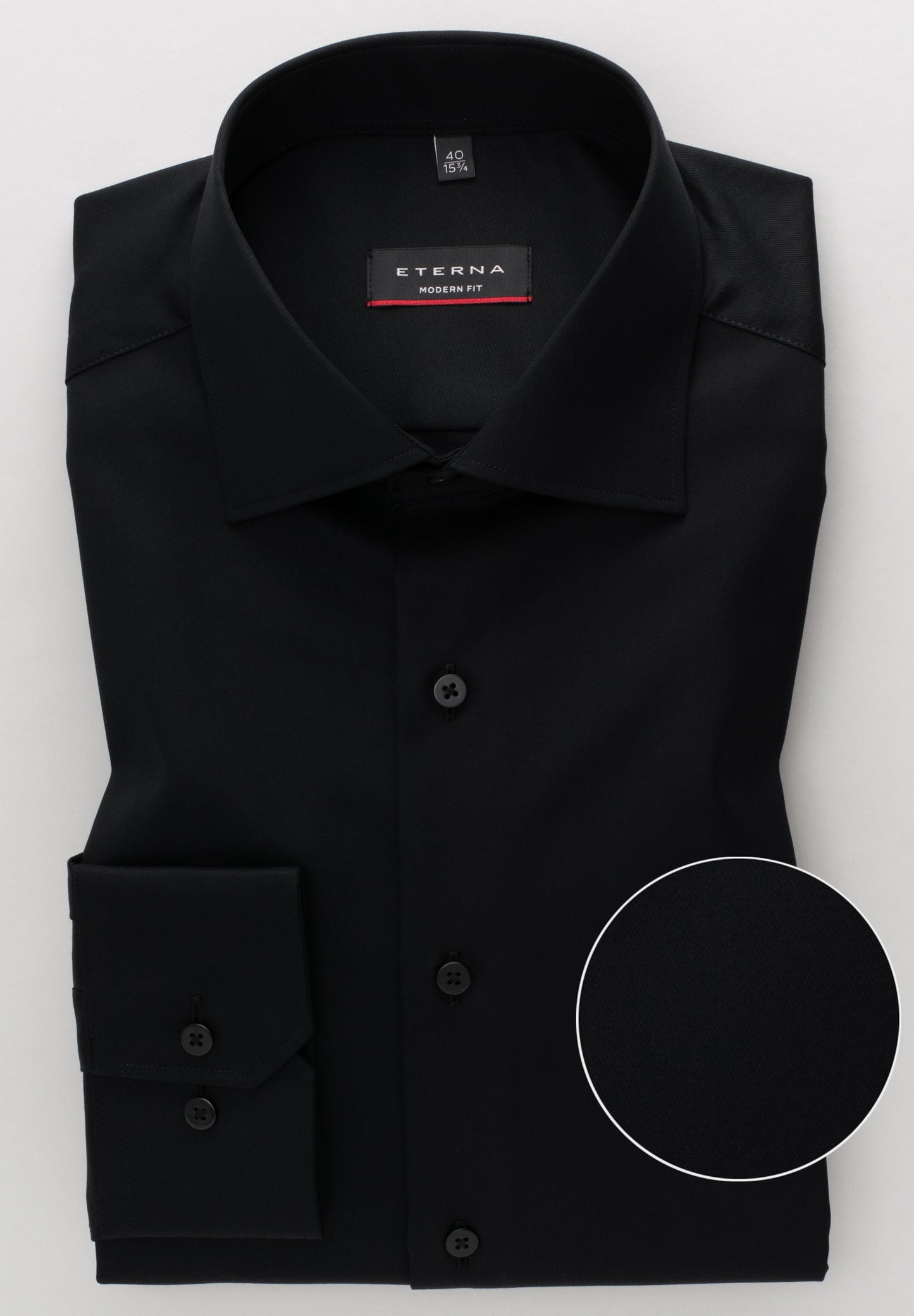 Eterna Langarm Hemd Modern Fit Cover Shirt Twill (Schwarz)