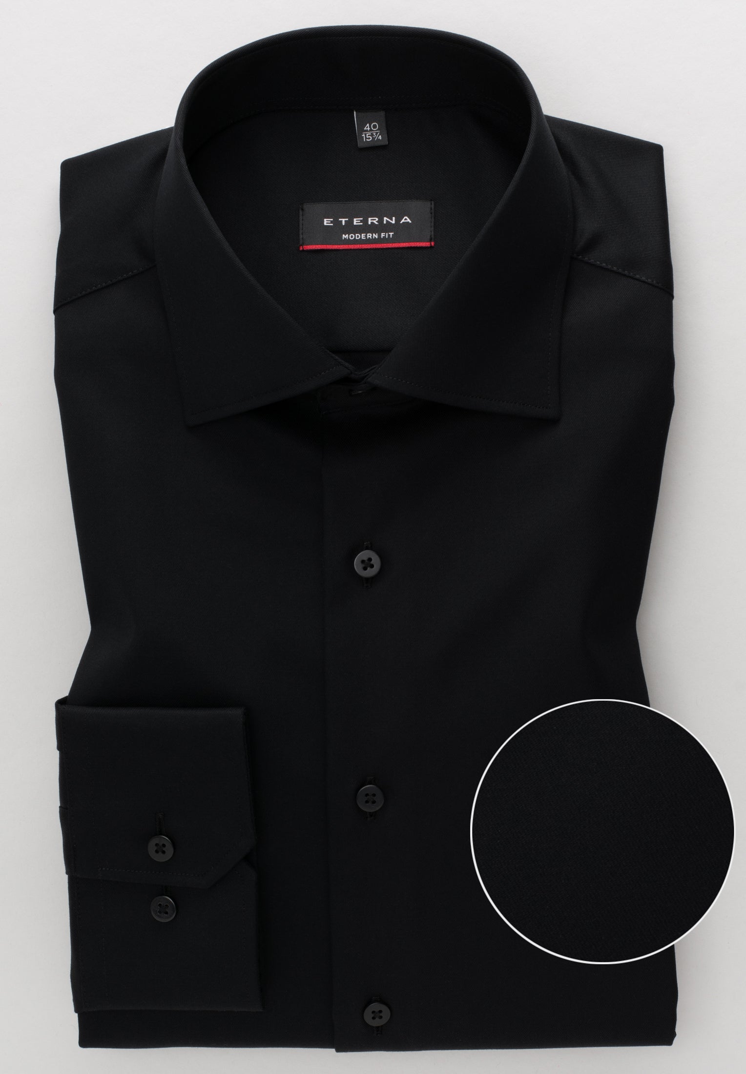 Eterna Langarm Hemd Modern Fit Cover Shirt Twill (Schwarz)