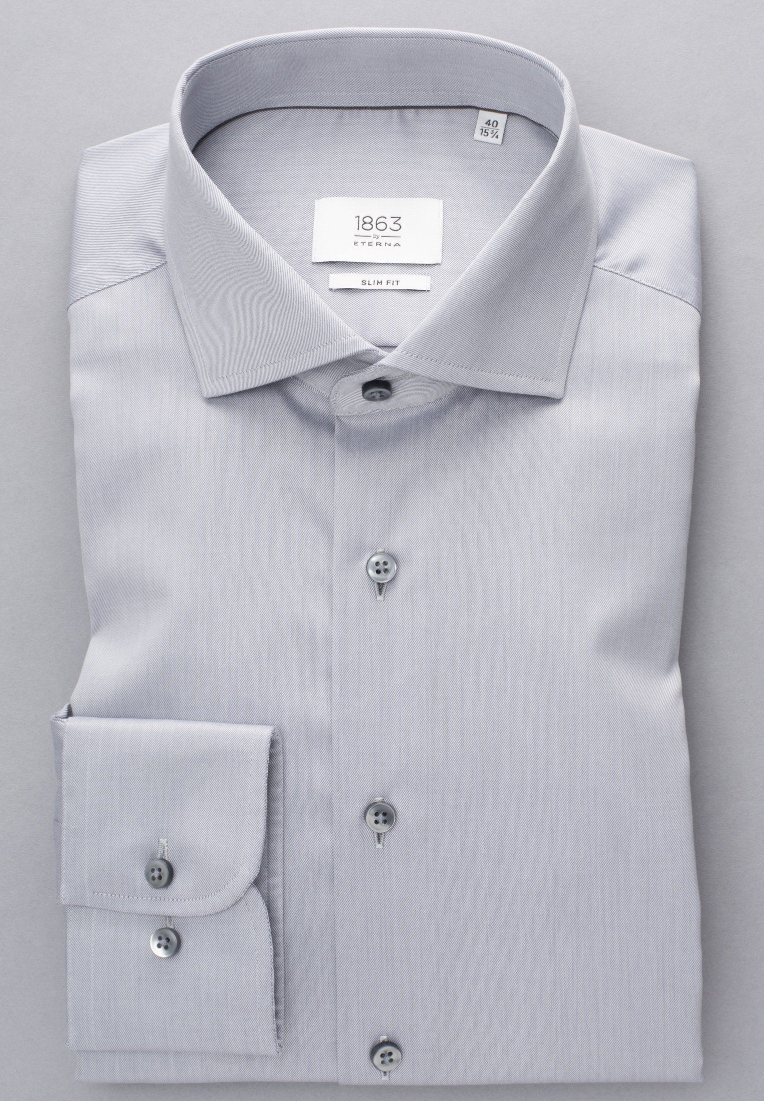 Eterna Langarm Hemd Slim Fit Gentle Shirt Twill (Stahlgrau)