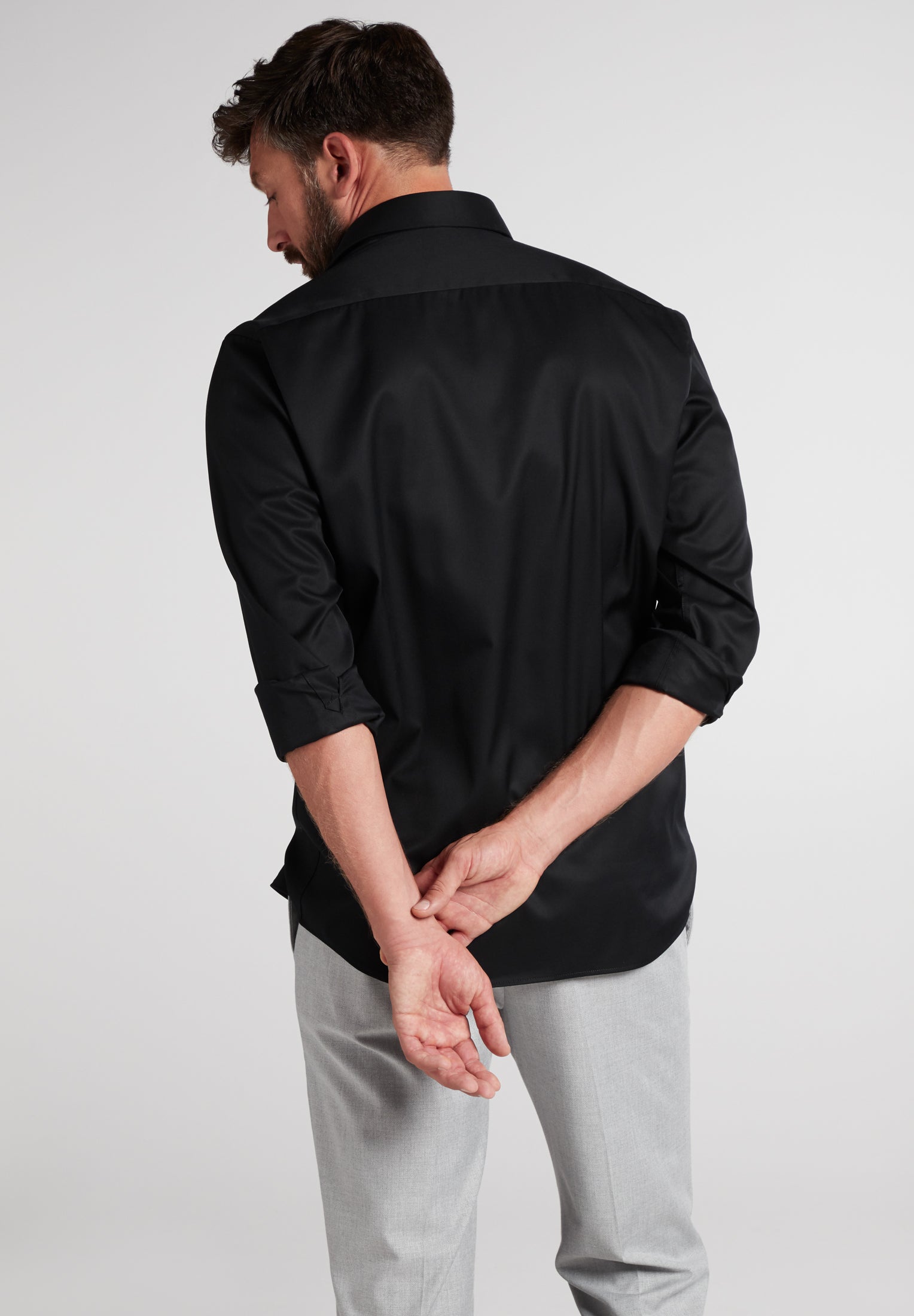Eterna Langarm Hemd Modern Fit Cover Shirt Twill (Schwarz)