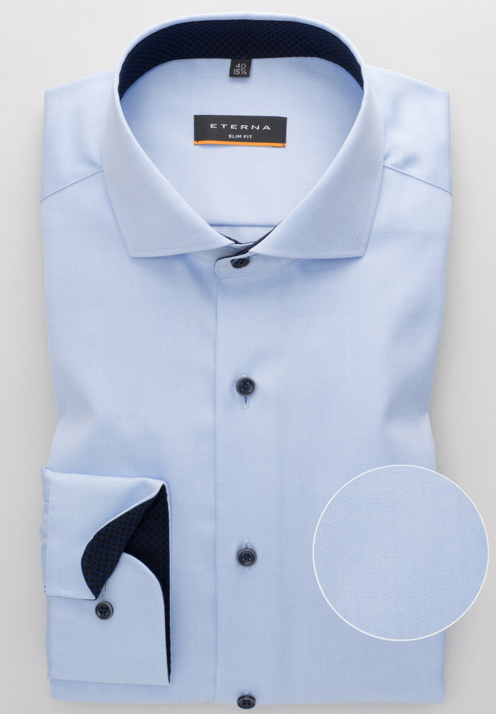 Eterna Langarm Hemd Slim Fit Cover Shirt Twill (Hellblau)